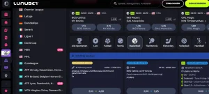Sportnavigation mit Fußball, Tennis, Basketball und weiteren Sportarten